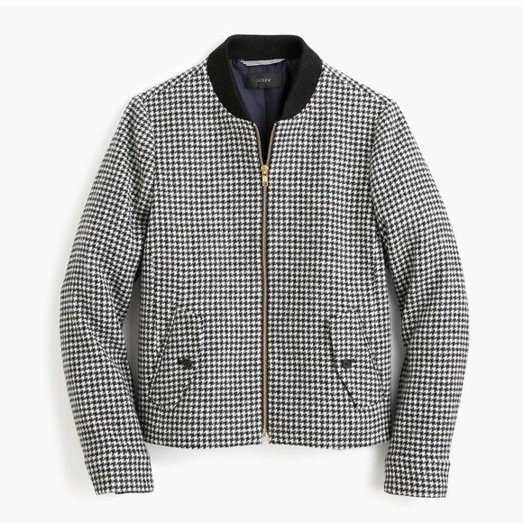J. Crew Jackets & Blazers - Womens Size S J Crew Houndstooth Wool Bomber Jacket EUC